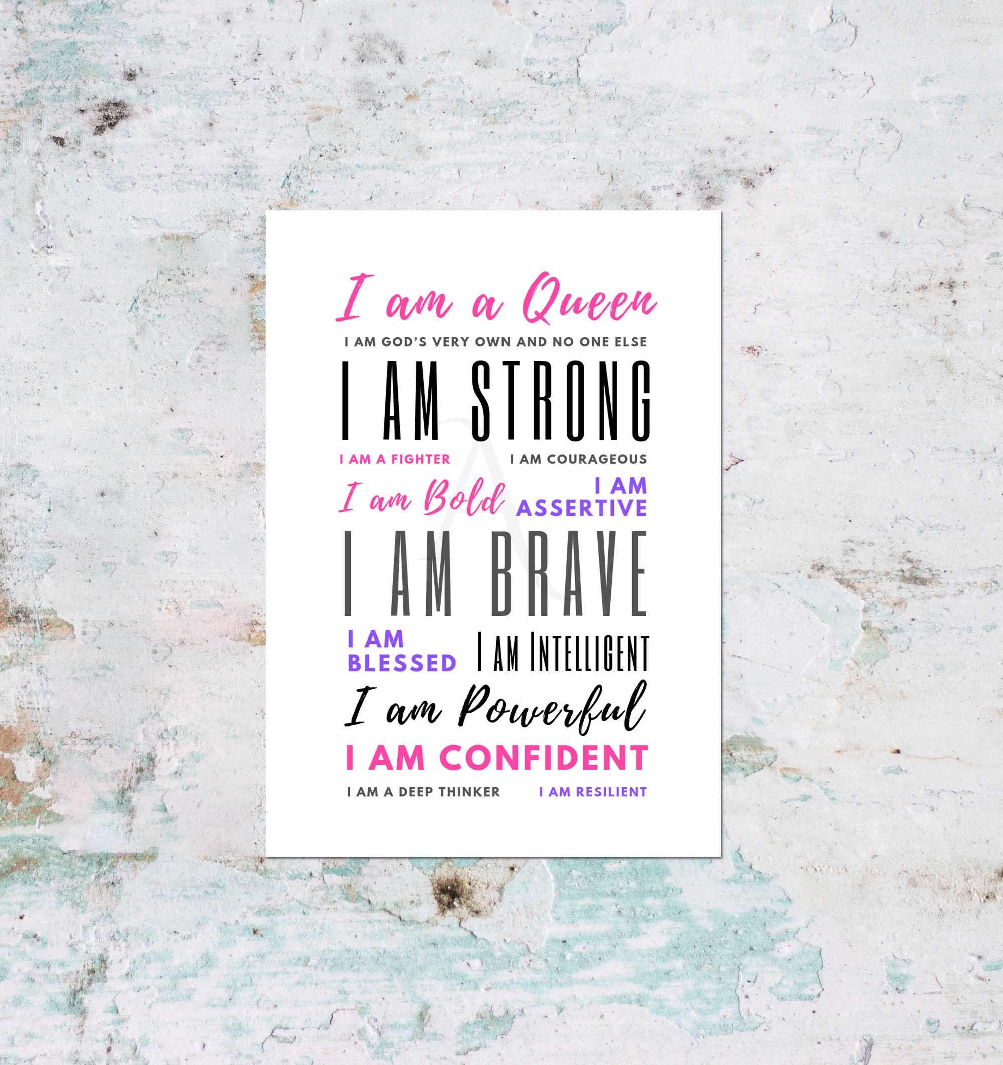 I am a Queen - Positive Affirmation Print - Daily Motivation Print