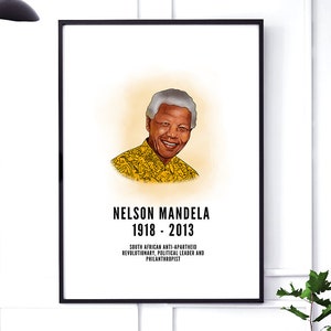 Nelson Mandela Illustration, Black Icon, Black Inspiration, African Art, Black History Poster, Black Excellence (Printable)