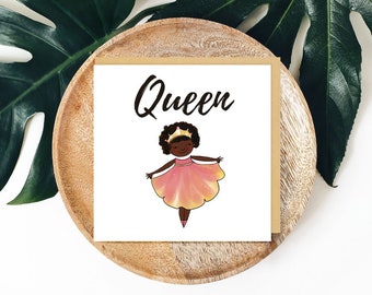 Girls Birthday Card | I am a Queen | Black Girl Birthday Card | Select Your Queen Shade | Black Greeting Card