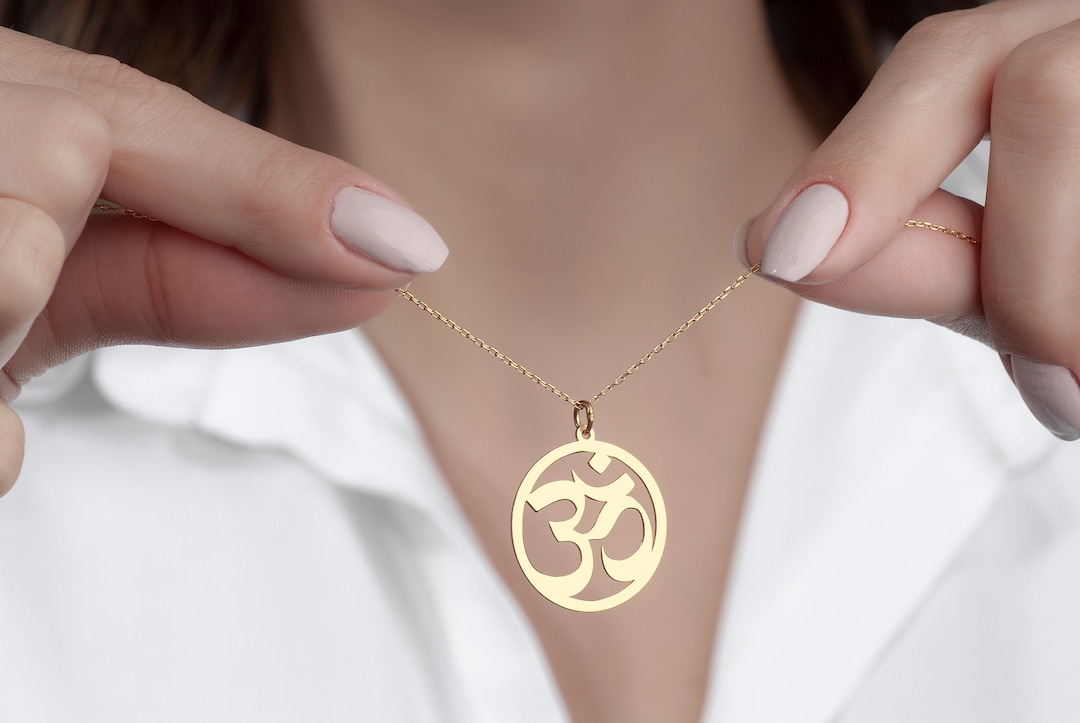Personalized Gold Om Necklace Gold Aum Symbol Necklace Yoga Jewelry Gift for Yoga Lovers