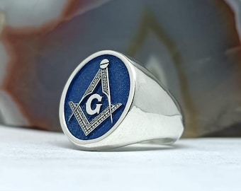 Handmade Sterling Silver Masonic Ring, Custom Lodge Jewelry