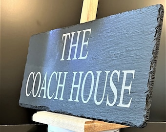 Large Custom Slate House Sign 40cm x 20cm Personalised Slate Signs, Door Number Plaques for plate outside on your home wall, gate or door.
