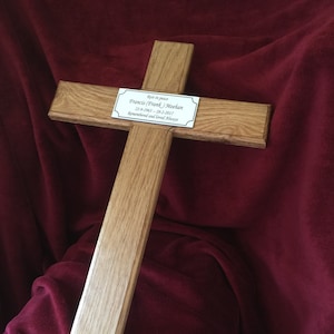 Wooden Memorial Cross Solid Oak Grave Marker