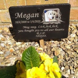 23cm x 16cm Photo Memorial Grave Marker Plaque with optional Oak Post for any Pet