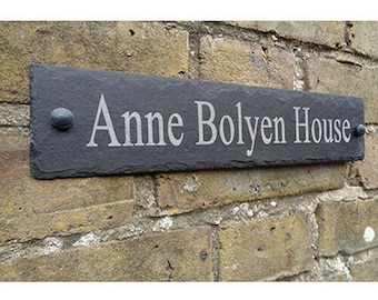 Slate House Sign. Door, House or Gate Sign. It’s time for a more environment friendly future, slate is 100% natural. 28cm x 7cm (11" x 2.7")