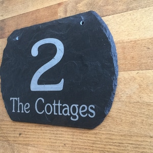 Natural Slate House Signs Curved Edges 24cm x 18cm Personalised for you with any details - Made by Master Craftsmen WORLDWIDE DELIVERY
