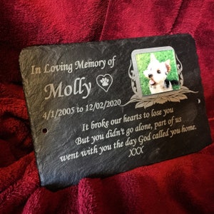 23cm x 16cm Cat ~ Dog ~ Loved One ~ Photo Memorial Grave Marker - For use Outdoors or Indoors.