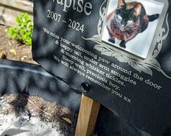 Placa conmemorativa con foto de mascota: personalizada para su ser querido: marcador de tumba de perro, gato, mascota, caballo, 28 cm x 18 cm