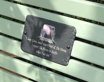 Schöne Grab Gedenkschiefer Foto Plakette - Personalisiert für Ihre Liebsten - 23cm x 16cm