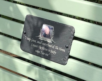 Beautiful Grave Memorial Slate Photo Plaque - Personalised for your loved one - 23cm x 16cm