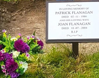 Oak Memorial Grave Burial Marker 310mm x 145mm Personalised & Made to Order. WORLDWIDE DELIVERY