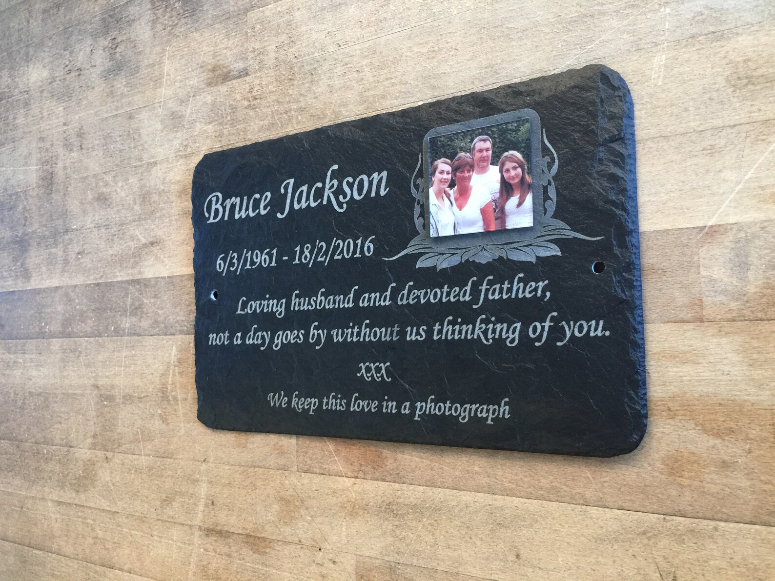 Beautiful Grave Memorial Slate Photo Plaque Personalised for Etsy