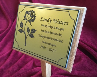 Oak Memorial Grave Burial Marker 310mm x 145mm Personalised & Made to Order. WORLDWIDE DELIVERY