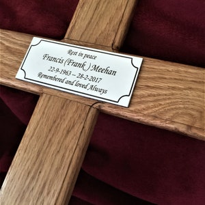 Wooden Memorial Cross Solid Oak Grave Marker