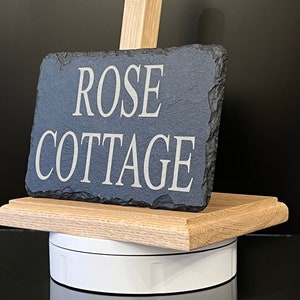 House Number Door Name Plaque 18cm x 12cm. Personalised grey slate plaques for wall or gate outside your homes address. House Name or Number