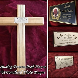 Wooden Memorial Cross Solid Oak Grave Marker