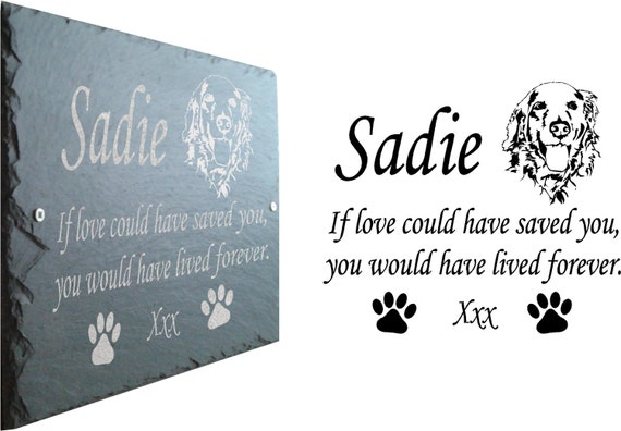 Personnalisé Gravé Coeur naturel ardoise Pet plaque commémorative Avec N/'importe Quel Message