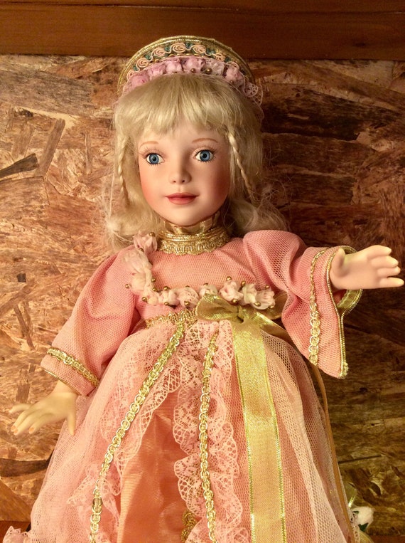 Beautiful Bisque Blonde Hair Blue Eyed Porcelain Doll Etsy