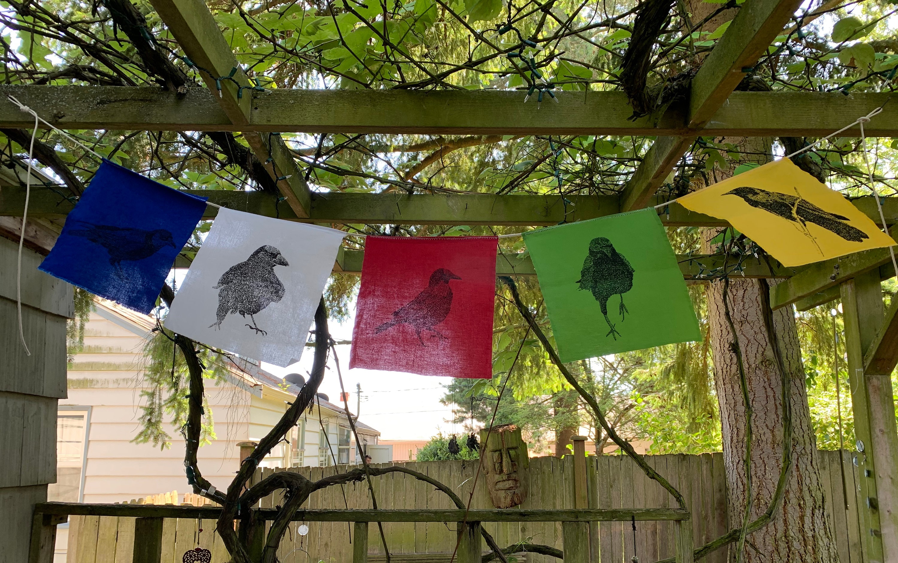 Primary Colored Calligraphic Crow Flags - String of 5 - Etsy