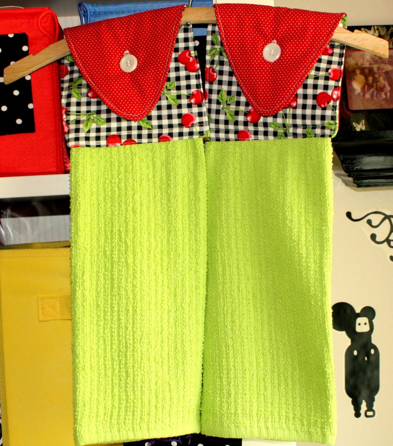 Custom Hanging Kitchen Towels with Bright Green Towel and Etsy