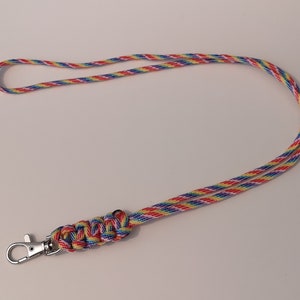 Handgemaakte Cobra Weave Rainbow Paracord Lanyard incl sluiting, ideaal voor ID-kaarten, NHS, Rainbow, LGBTQ, Autism Awareness.