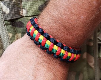 Bracciale In Paracord Fatto A Mano Per Reggimento Paracadutisti – Paras 1PARA 2PARA 3PARA 4PARA. Nuovo!