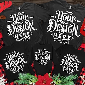 Christmas T-shirt Mockup, 5 Black T-shirt Mockup, Bella Canvas 3001, Winter T Shirt Mockup, Mockup Shirt Designs, Tshirt, Flat lay mockup