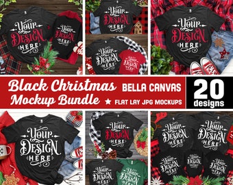 Christmas Mockup Bundle, 20 Christmas mockups, Bella Canvas 3001, Plain Shirt Mockup, T-shirt Bundle, Mockup Shirt Designs, Flat lay mockup