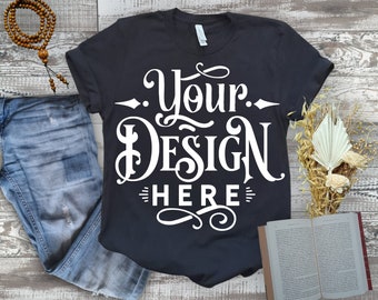 Fall T-shirt Mockup, Grey T-shirt Mockup, Bella Canvas 3001, Autumn Mockup, Mockup Shirt Designs, Fall Themed Mockup, Flat lay mockup