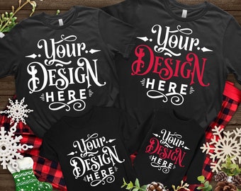 Christmas Family T-Shirt Mockup, White Bella Canvas Mockup, Family Mockup, Bella Canvas 3001, Mockup Shirt Designs, Flat lay mockup