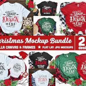 Christmas Mockup Bundle, 20 Christmas mockups, Bella Canvas 3001, Plain Shirt Mockup, T-shirt Bundle, Mockup Shirt Designs, Flat lay mockup