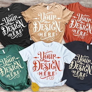 Fall T-shirt Mockup, Groep van 6 T-shirt Mockup, Bella Canvas 3001, Herfst Mockup, Mockup Shirt Designs, Fall Themed Mockup, Flat lay mockup