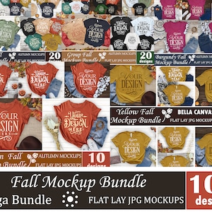 Fall Mockup Mega Bundle, 100 Autumn mockups, Bella Canvas 3001 included, Plain Shirt Mockup, T-shirt Bundle, Flat lay mockup