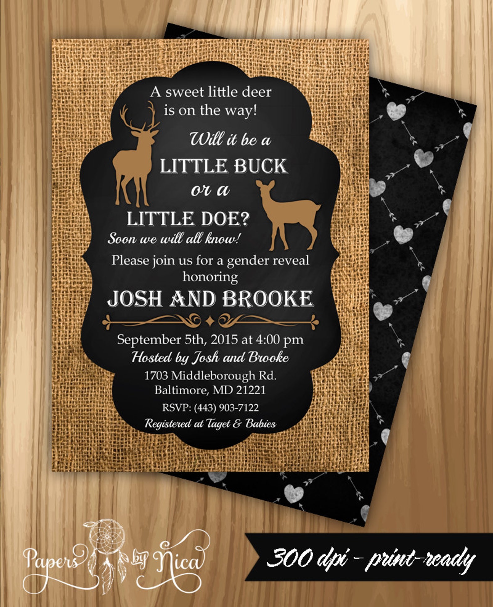 Deer Gender Reveal Baby Shower Rustic Baby Gender Reveal Etsy