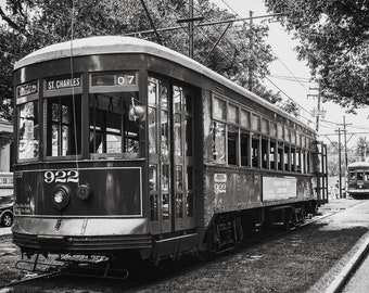 New Orleans Streetcar 922 on a Rainy Day, Uptown New Orleans, Fine Art Photography, New Orleans Art