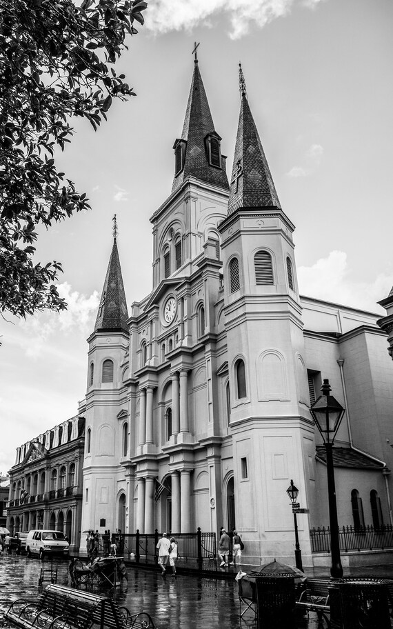 St. Louis Cathedral on a Rainy Day on Jackson Square, New Orleans