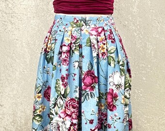 Falda larga vintage Herman Geist con estampado floral estilo pradera / estilo cottagecore romántico, talla 8