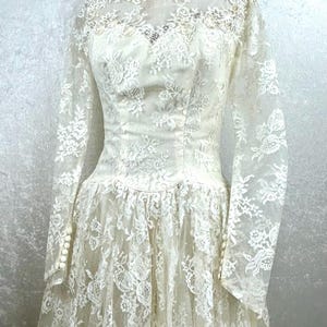 Maurer Original Wedding Dress Size 8 Tea Length Vintage 1950s