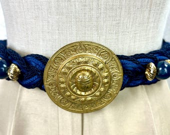 Carolyn Tanner Designs Vintage Stretch Waist Belt Boho Statement Belt Adjustable Vintage Carolyn Tanner Fabric Belt / Rope Belt / Adjustable  main image 4