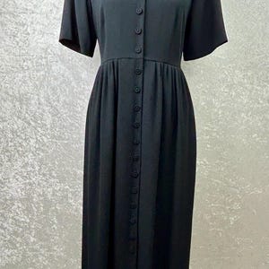 Robe Vintage Liz Claiborne Noire Mi-longue - Taille 8 - En Triacétate - Occasion Très Bon état