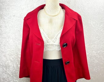 Vintage Talbots Italian Wool Red Jacket Blazer Size 12 Petite