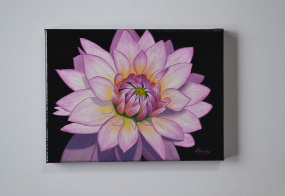 アクリル画白いダリア