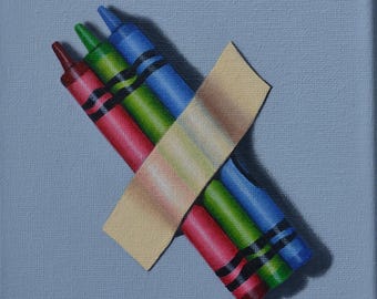 Crayon Acrylic Painting - Realistic Still Life Miniature Artwork