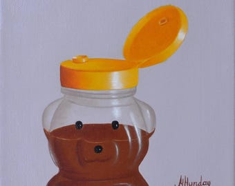 Stilleven met honingbeer – Originele acryl keukenkunst