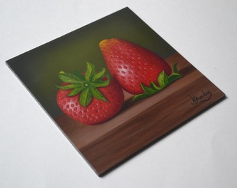 Strawberry Still Life Painting - Miniature Kitchen Miniature