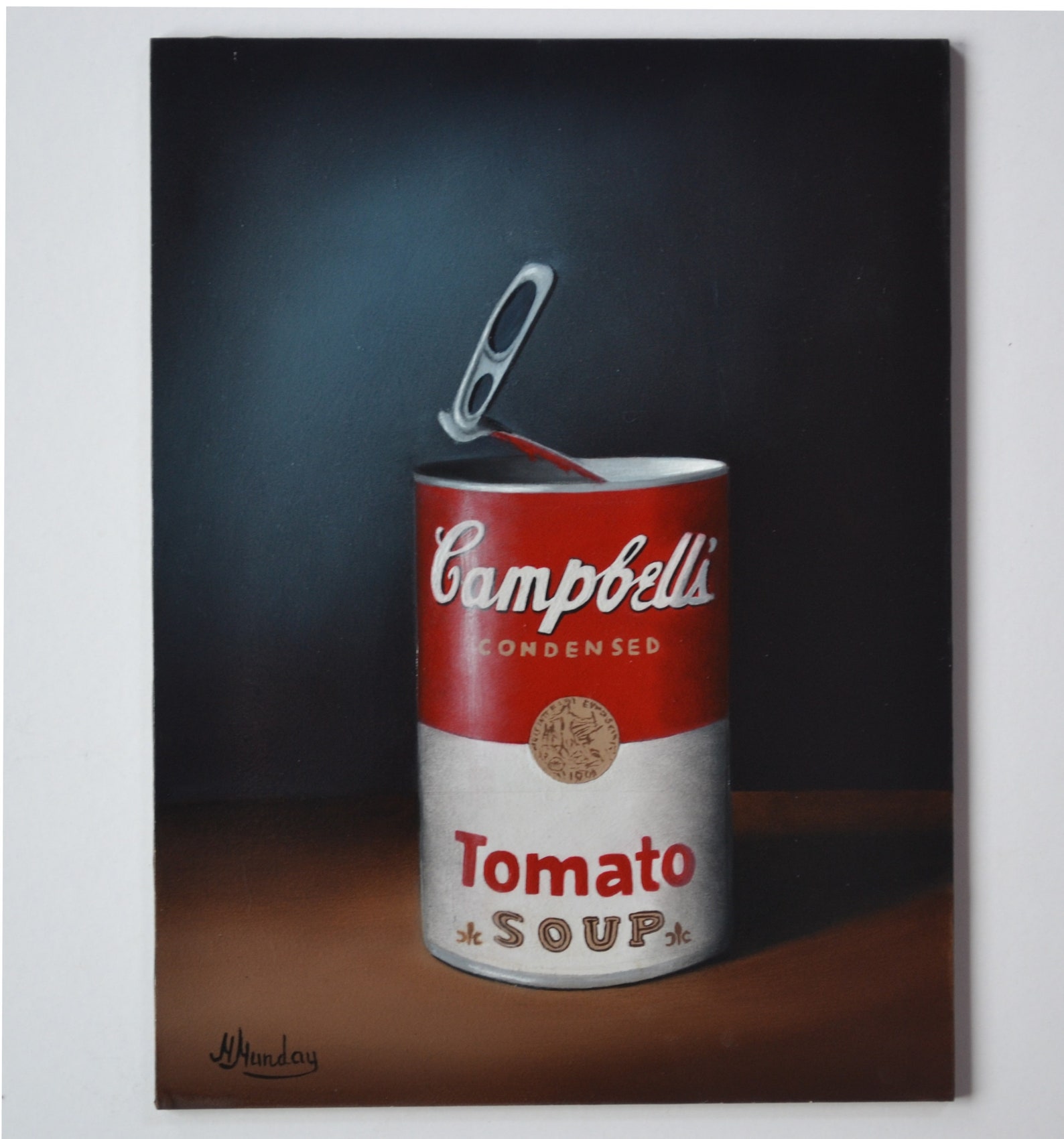 Original 6x8' Tomato Soup Painting, Campbell's Canned, Tiny Kitchen Miniature, Small Still Life