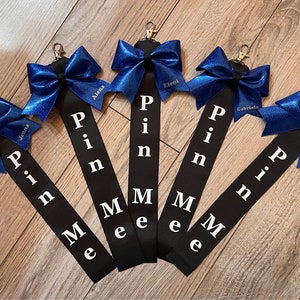 Cheerleading spirit pin holder keychain swivel clip  width of ribbon is 1.5”