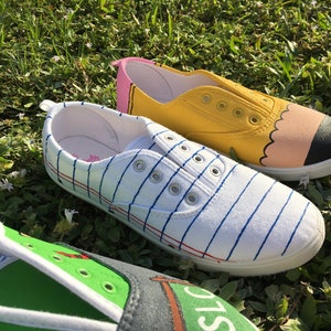 Pencil and Paper Handpainted Shoes - Etsy