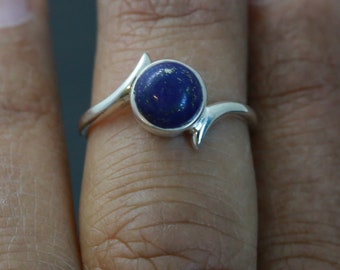Lapis Lazuli Ring Round ,Lapis Ring, Silver ring,  lapis stone ring