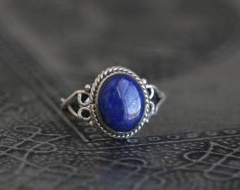 Lapis Lazuli Ring Oval,Lapis Ring, Silver ring, large lapis stone ring